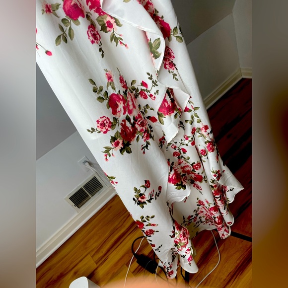 Vici Dolls 
Event Buzz Satin Floral Ruffle Maxi Dress
Ivory - Picture 2 of 6